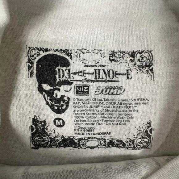 Rare Vintage Death Note L Big Face Print White Shonen Jump Promo Anime T-shirt M - Picture 4 of 7